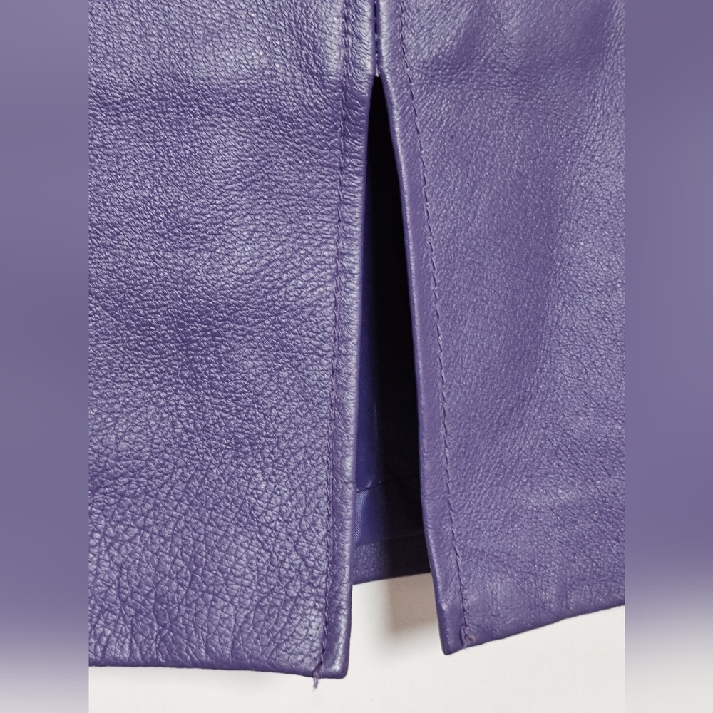 Vintage Tower Hill Women's Purple Leather Jacket Skirt Suit - Picture 9 of 11